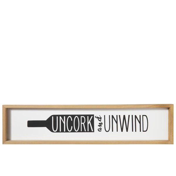 Urban Trends Collection Wood Rectangle Wall Decor with Writing Uncork  Unwine Painted White 17132